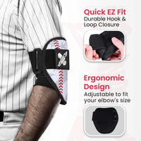 Baseball Elbow Guard with Adjustable Strap (White Baseball Flag)
