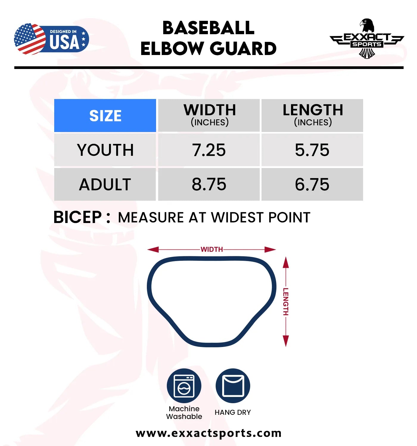 Baseball Elbow Guard with Adjustable Strap (White Baseball Flag)