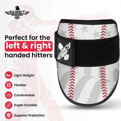 Baseball Elbow Guard with Adjustable Strap (White Baseball Flag)