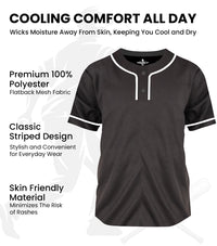 Baseball Jersey for Men and Women, 2-Button Plain Jersey