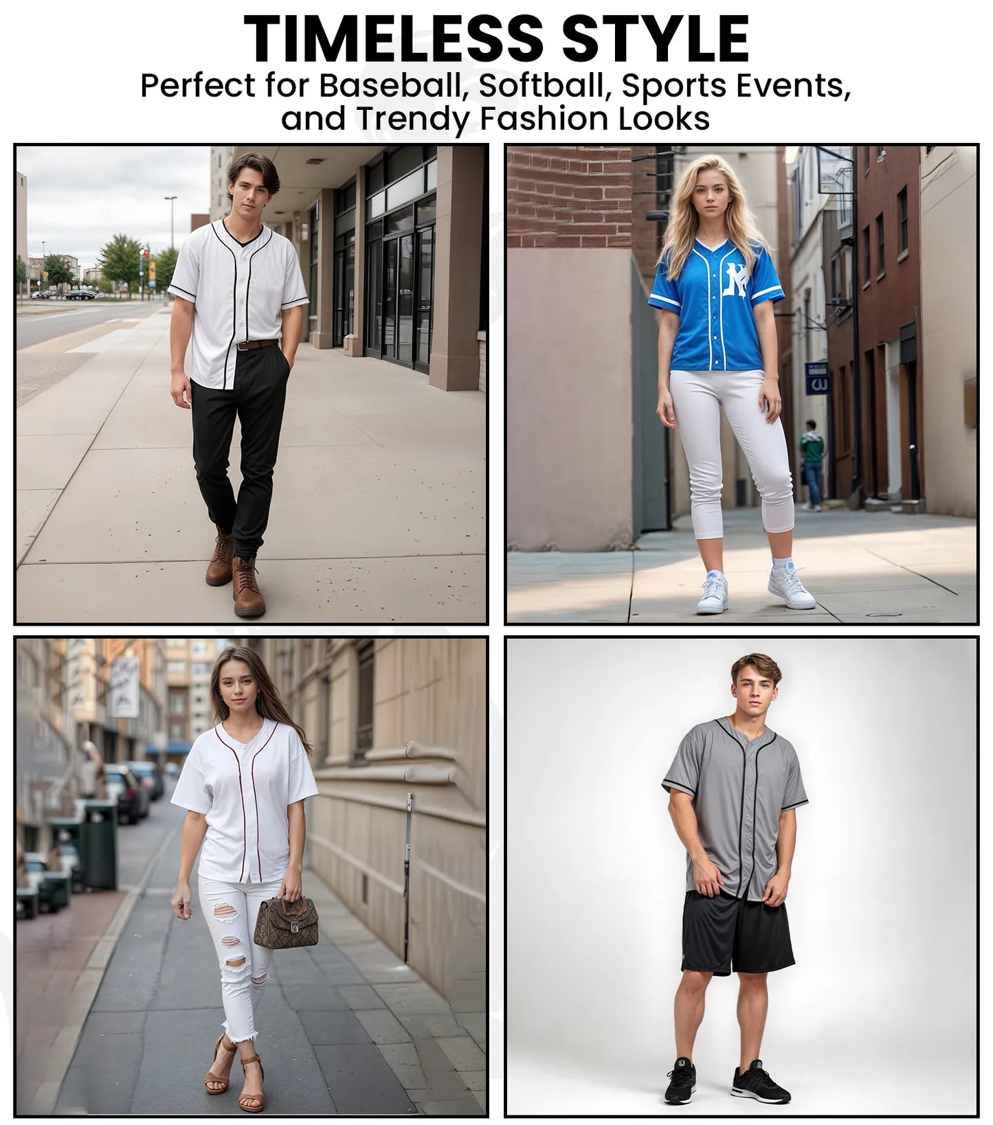 Baseball Jersey for Men and Women, 2-Button Plain Jersey