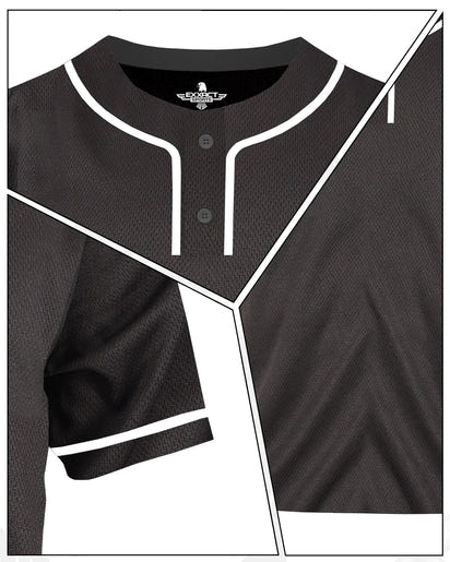 Baseball Jersey for Men and Women, 2-Button Plain Jersey