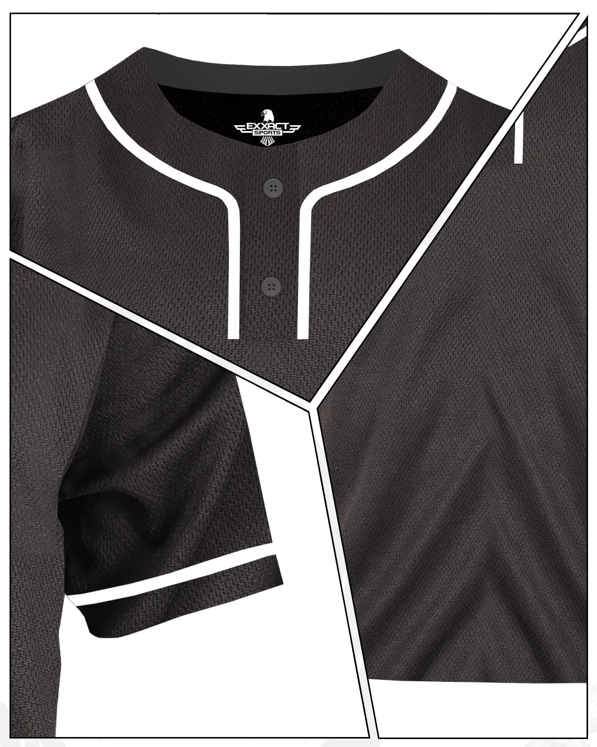 Baseball Jersey for Men and Women, 2-Button Plain Jersey