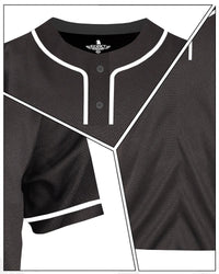 Baseball Jersey for Men and Women, 2-Button Plain Jersey