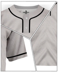 Baseball Jersey for Men and Women, 2-Button Plain Jersey (Gray)