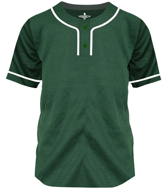 Baseball Jersey for Men and Women, 2-Button Plain Jersey (Dark Green)