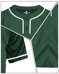 Baseball Jersey for Men and Women, 2-Button Plain Jersey (Dark Green)