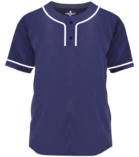 Baseball Jersey for Men and Women, 2-Button Plain Jersey (Navy)