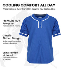 Baseball Jersey 2-Button Plain Baseball Men Jersey (Royal Blue)