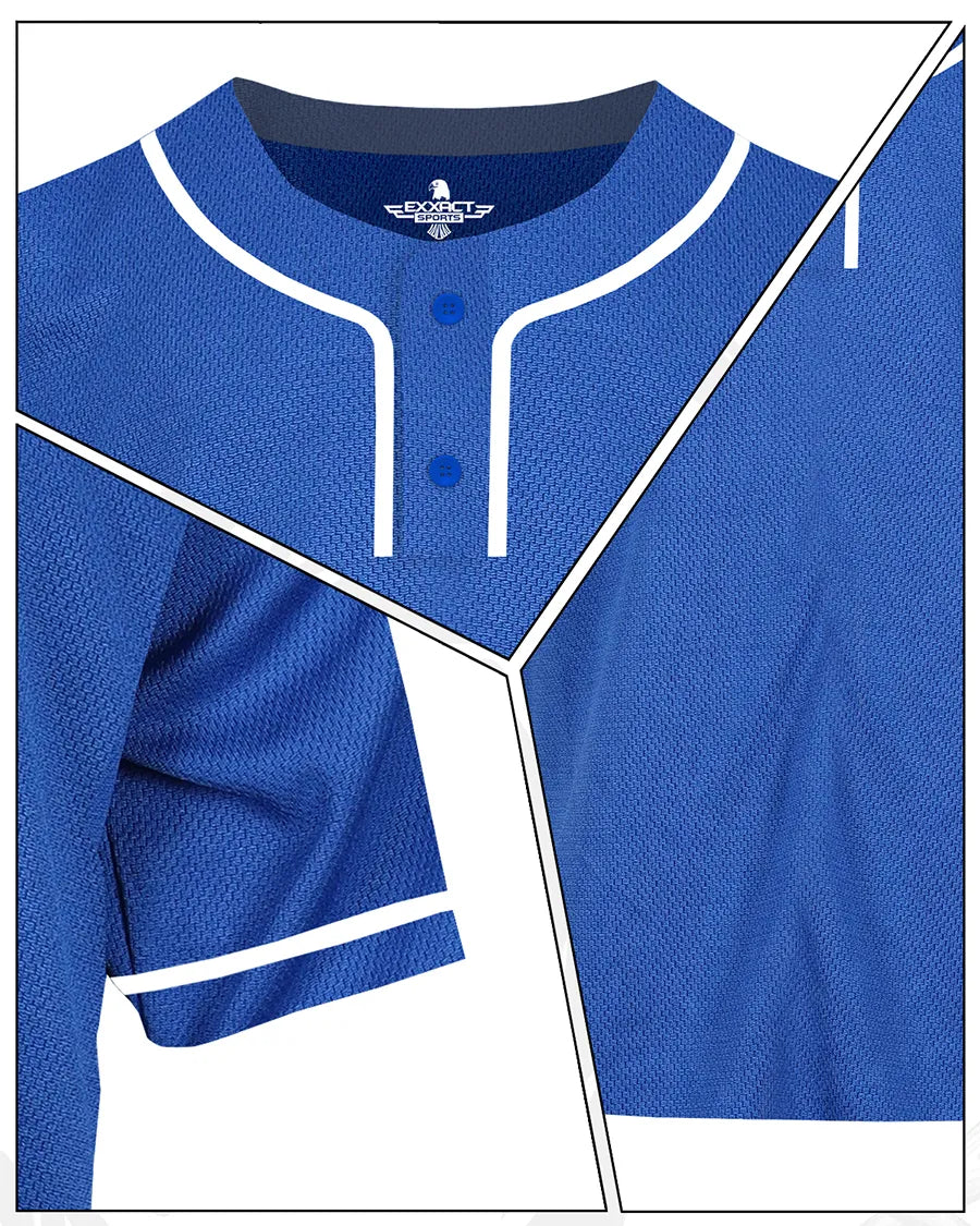 Baseball Jersey 2-Button Plain Baseball Men Jersey (Royal Blue)