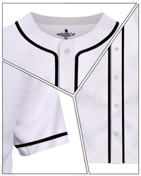 Baseball Jersey for Men and Women, Button Down Plain Jersey (White)