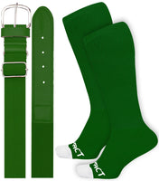 Baseball Socks and Belt Combo Set for Boys & Girls, Adult and Youth Sizes (Dark Green)