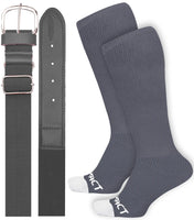 Baseball Socks and Belt Combo Set for Boys & Girls, Adult and Youth Sizes (Charcoal)