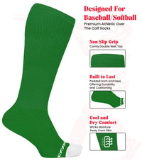 Baseball Socks and Belt Combo Set for Boys & Girls, Adult and Youth Sizes (Kelly Green)