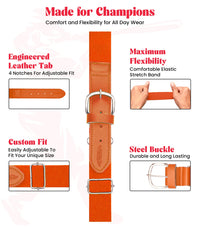 Baseball Socks and Belt Combo Set for Boys & Girls, Adult and Youth Sizes (Orange)