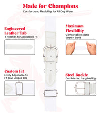 Baseball Socks and Belt Combo Set for Boys & Girls, Adult and Youth Sizes (White)