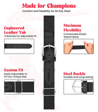 Baseball Socks and Belt Combo Set for Boys & Girls, Adult and Youth Sizes (Black)