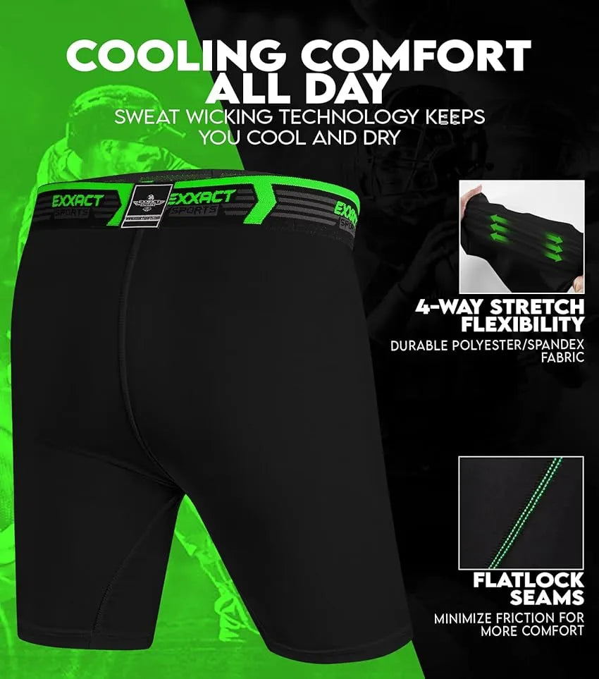 Boys Compression Shorts with Soft Athletic Cup Black (Youth)