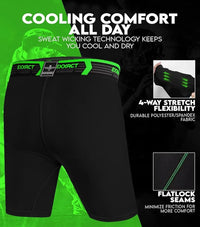 Boys Compression Shorts with Soft Athletic Cup Black (Youth)