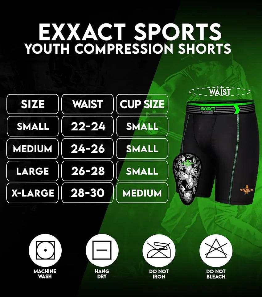 Boys Compression Shorts with Soft Athletic Cup Black (Youth)