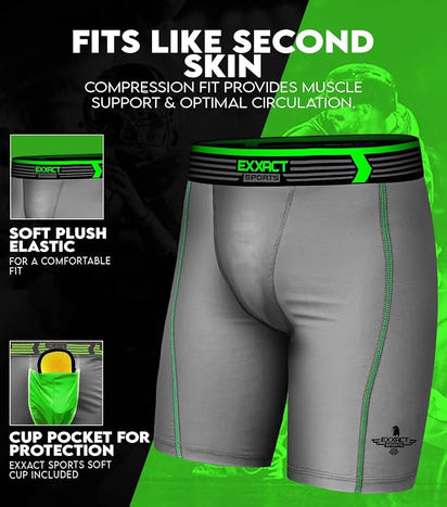 Boys Compression Shorts with Soft Athletic Cup Gray (Youth)