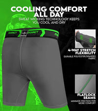 Boys Compression Shorts with Soft Athletic Cup Gray (Youth)