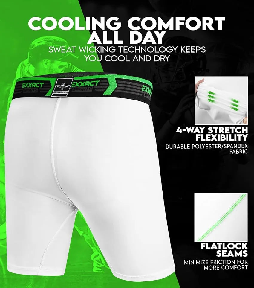 Boys Compression Shorts with Soft Athletic Cup White (Youth)