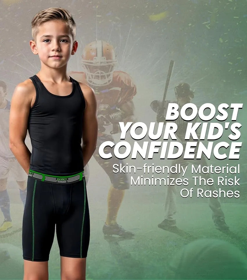 Boys Compression Shorts with Soft Athletic Cup White (Youth)