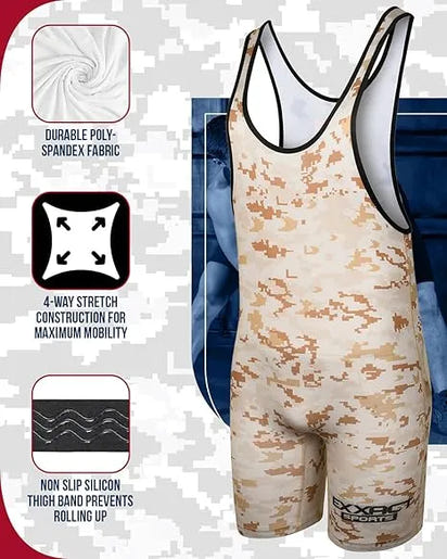 Men's Camouflage Wrestling Singlets (Desert Camo)