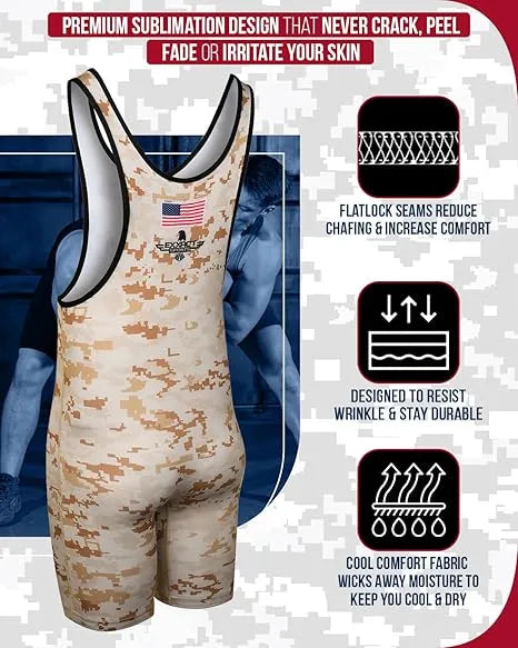 Men's Camouflage Wrestling Singlets (Desert Camo)