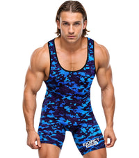 Men's Camouflage Wrestling Singlets (Blue Camo)