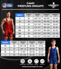 Boys Youth Camouflage Wrestling Singlets (White & Black Camo)