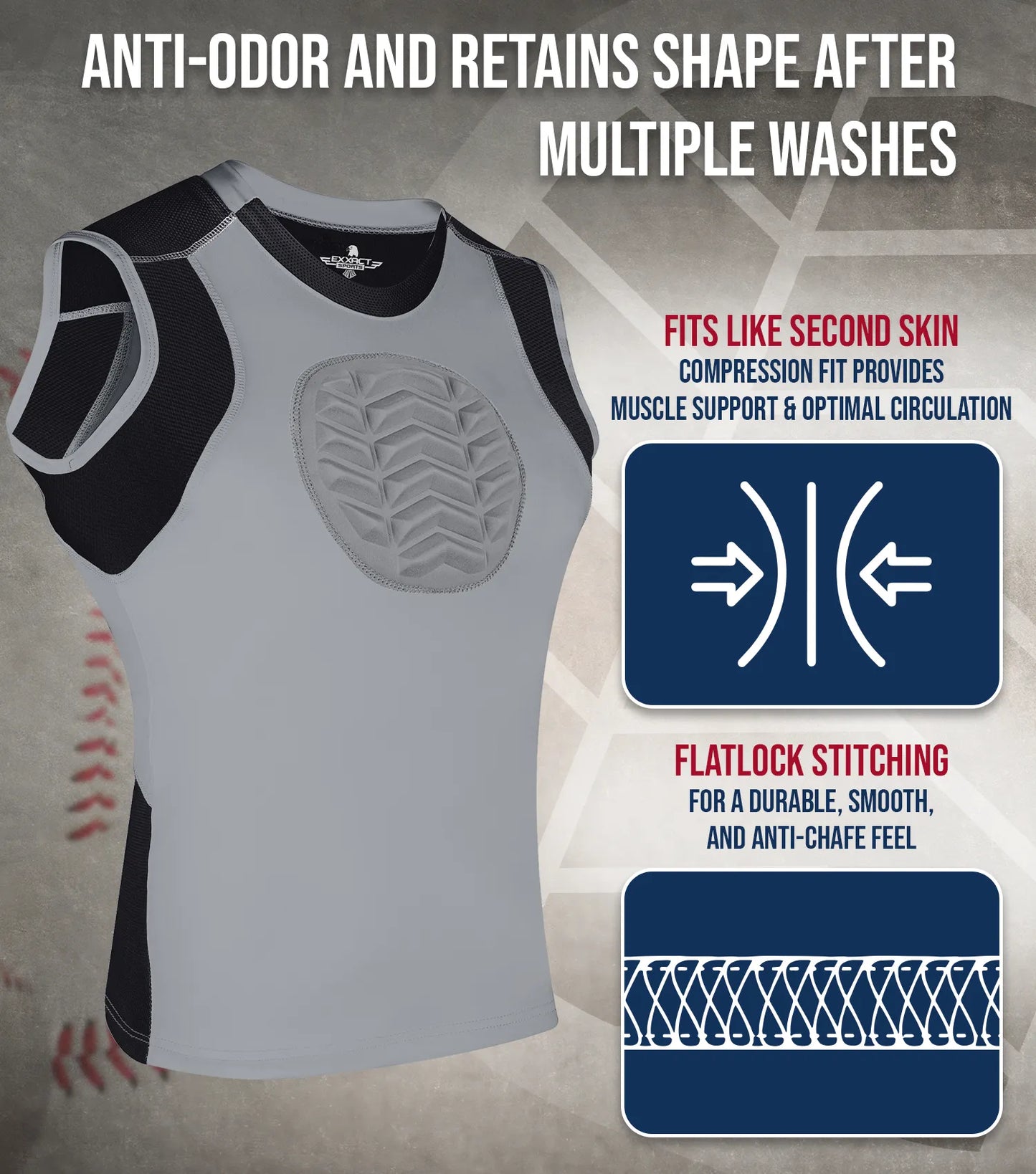 Youth Boys Baseball Chest Protector For Sternum Heart Protection (Gray)