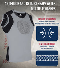 Youth Boys Baseball Chest Protector For Sternum Heart Protection (Gray)