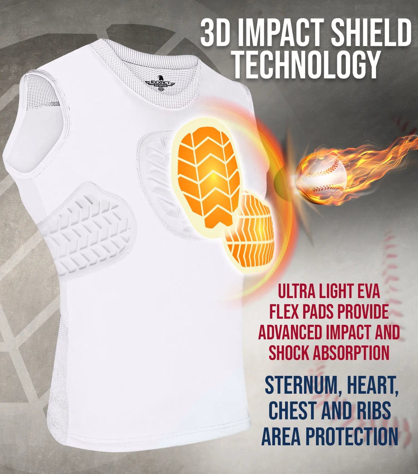 Youth Boys Baseball Chest & Rip Protector For Sternum Heart Protection (White)