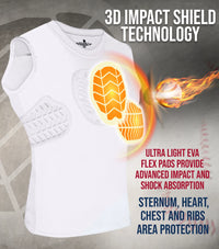 Youth Boys Baseball Chest & Rip Protector For Sternum Heart Protection (White)