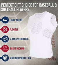 Youth Boys Baseball Chest & Rip Protector For Sternum Heart Protection (White)
