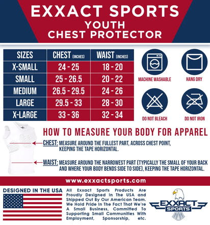 Youth Boys Baseball Chest & Rip Protector For Sternum Heart Protection (White)