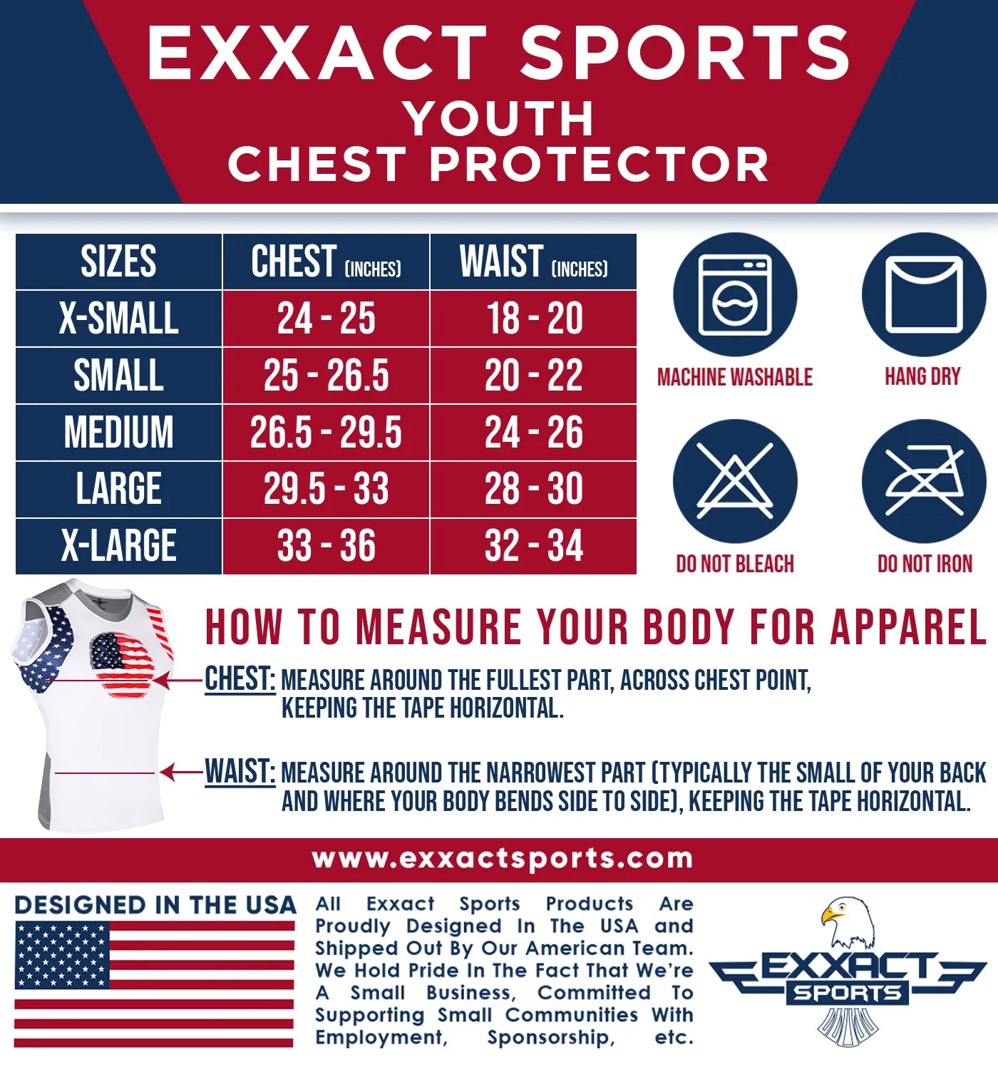 Youth Boys Baseball Chest Protector For Sternum Heart Protection (Patriot)