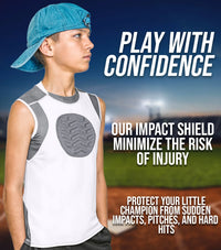 Youth Boys Baseball Chest Protector For Sternum Heart Protection (White)