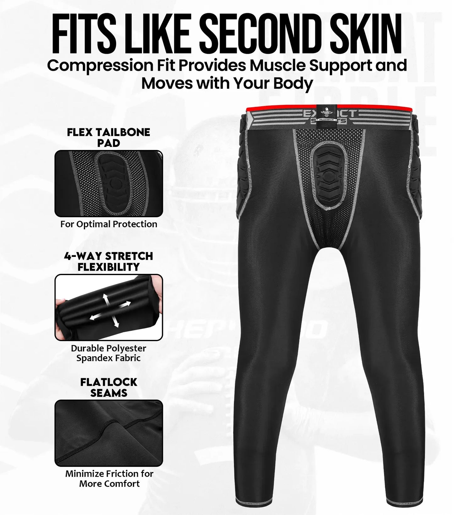 Men's Combat 7-Pads Compression Pant (Black)