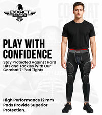 Men's Combat 7-Pads Compression Pant (Black)