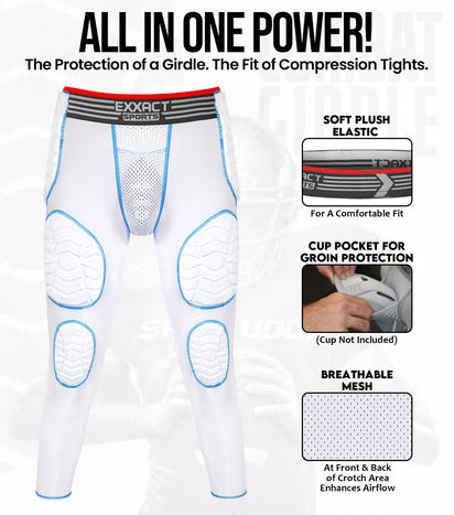 Men's Combat 7-Pads Compression Pant (White)