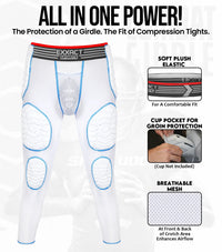 Men's Combat 7-Pads Compression Pant (White)