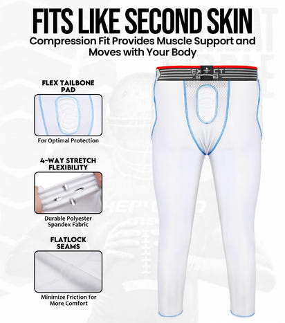 Men's Combat 7-Pads Compression Pant (White)