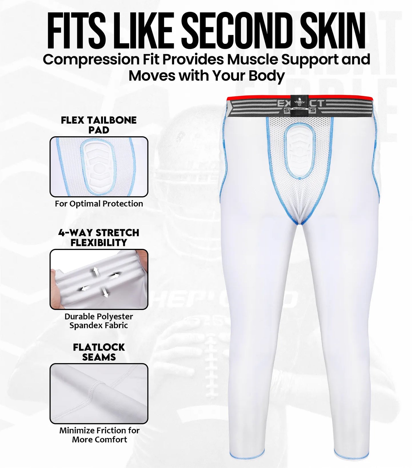 Men's Combat 7-Pads Compression Pant (White)