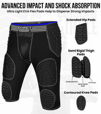 Combat 7 Pads Boys Football Girdle with Cup Pocket Black (Youth)