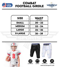 Combat 7 Pads Boys Football Girdle with Cup Pocket Black (Youth)