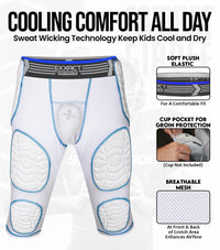 Combat 7 Pads Boys Football Girdle with Cup Pocket White (Youth)