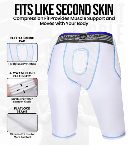 Combat 7 Pads Boys Football Girdle with Cup Pocket White (Youth)